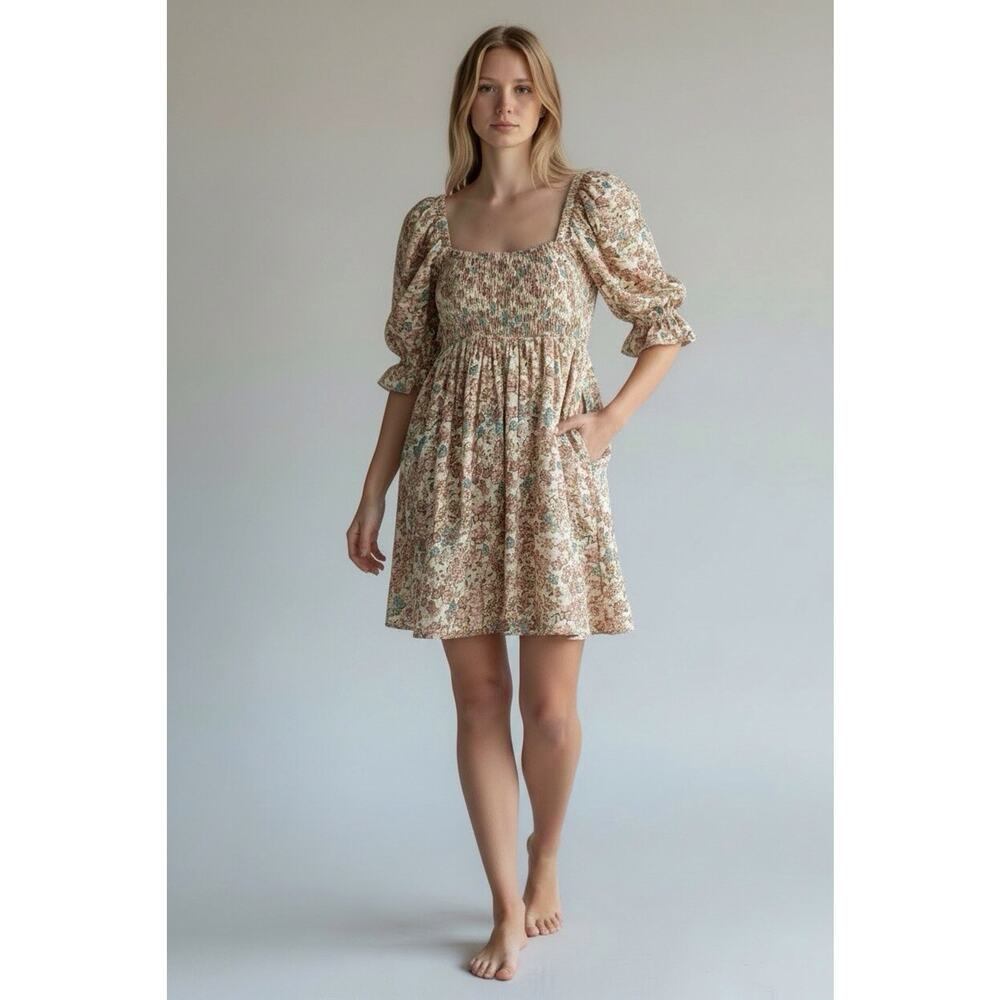 Buddy Love Valentina puff sleeve babydoll dress Cotswolds floral print Small